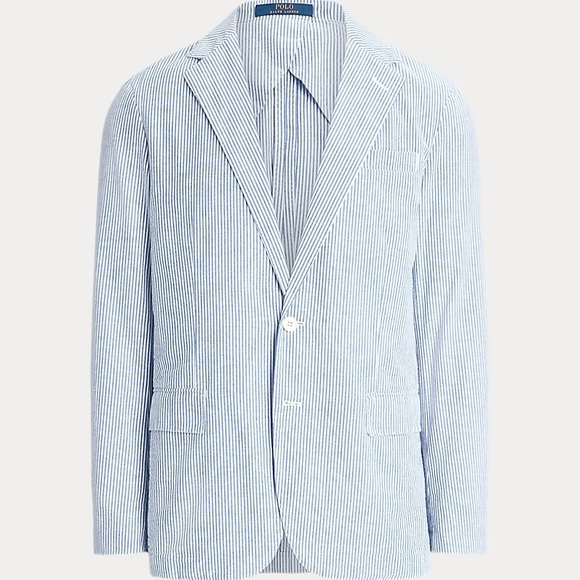 SEERSUCKER Lauren by Ralph Lauren vintage Blazer in classic blue and white 40S